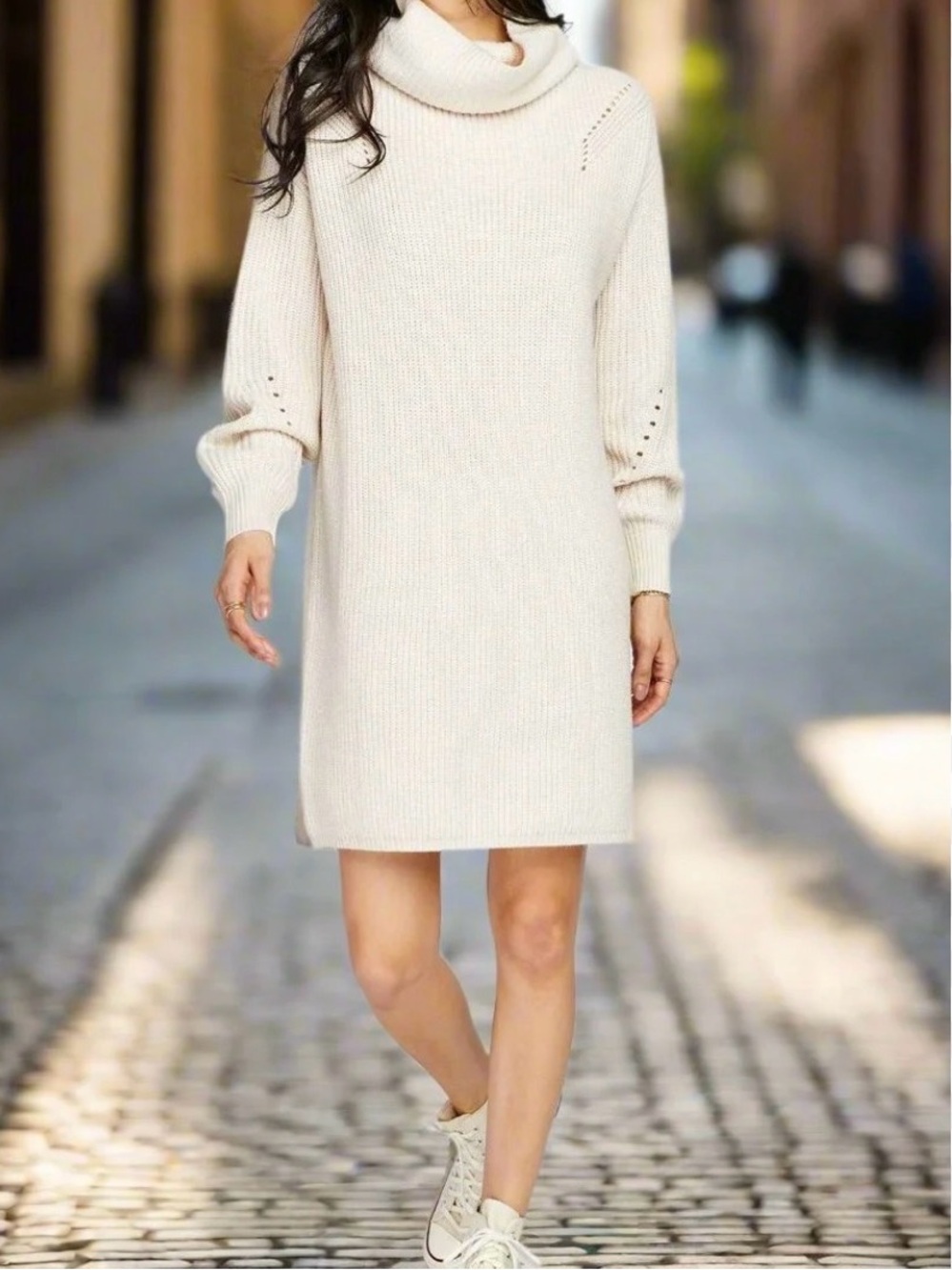 Gentle Fawn Cozy Cream Turtleneck Sweater Dress | small
